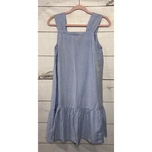 LOFT Women’s Chambray Ruched Flouce Swing Dress-Size S Sleeveless New EUC